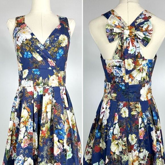 Sinequanone Floral Fit Flare Bow Dress Sz 6 Coquette Romantic Cottage Graduation - Picture 2 of 13